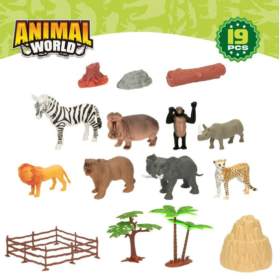 Figurines d'animaux Colorbaby 19 Pièces Jungle Plastique 14 x 6 x 5 cm (6 Unités)