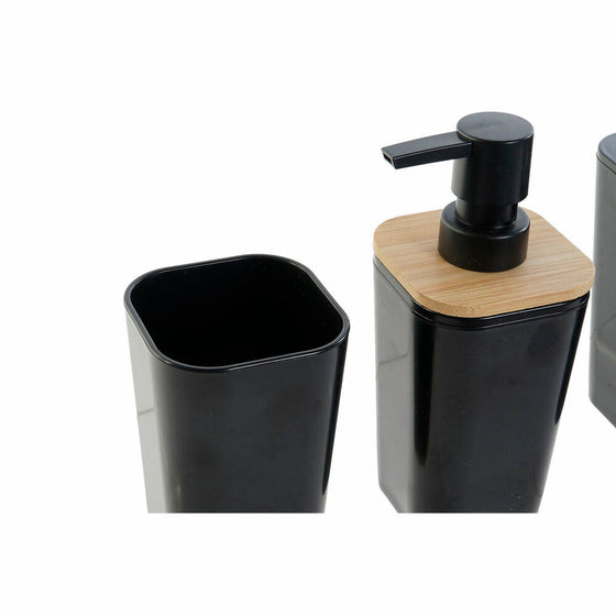 Ensemble de Bain DKD Home Decor Naturel Noir Aluminium Bambou PS (11,5 x 11,5 x 38 cm)
